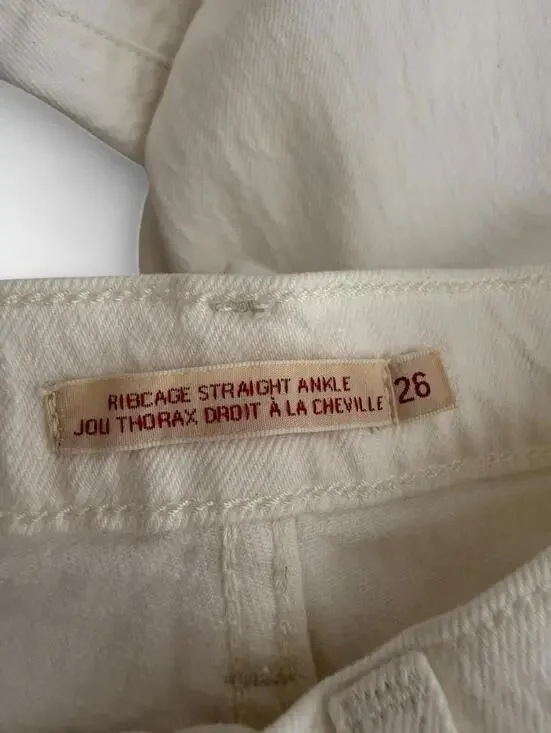 Levis Premium Ribcage Straight Ankle Jeans Women's Size 26 White W26 L27 Denim - Picture 4 of 9